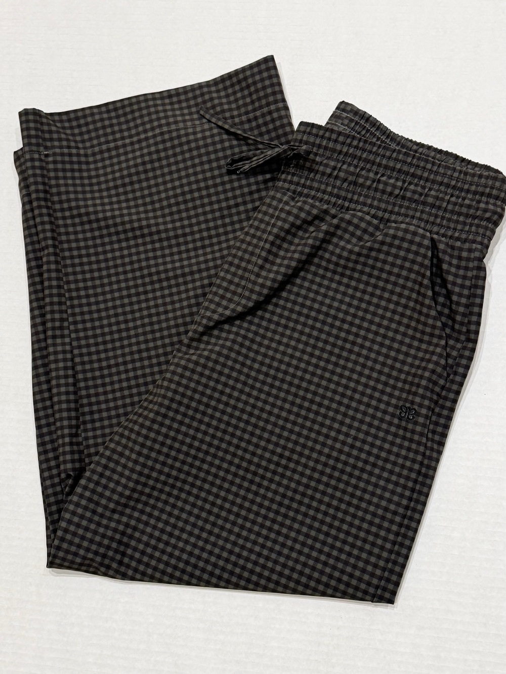 Albion Fit Audrey Wide Leg Pants- Olive Gingham Size Large